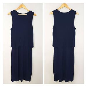 Leo & Ugo Size 8 Medium Blue Sleeveless 2 Tier Dress